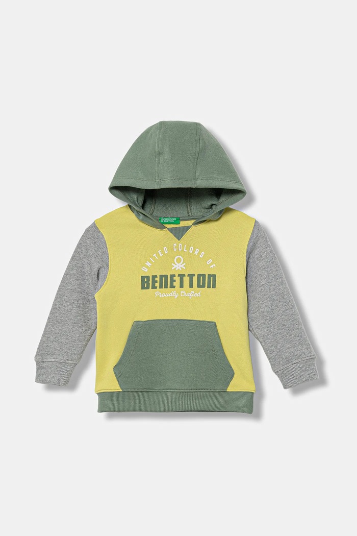 United Colors of Benetton bluza bawełniana dziecięca nadruk zielony 3J68G2014.P.seasonal