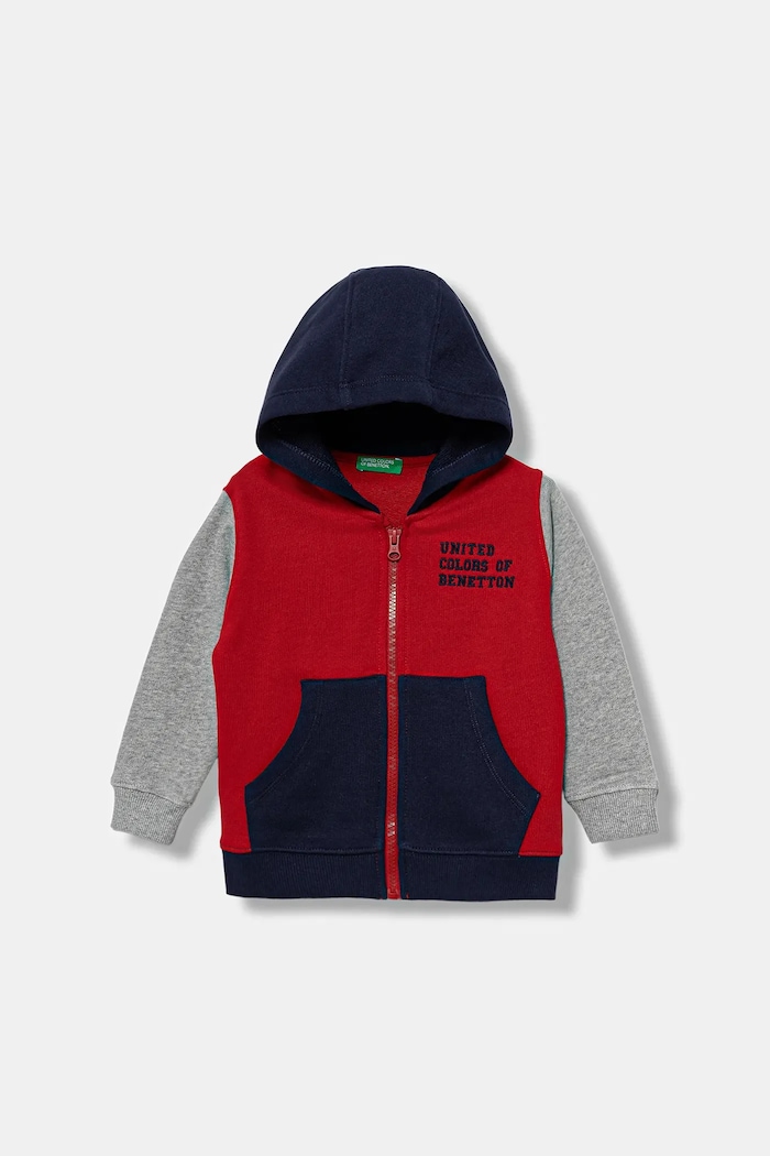 Detská bavlnená mikina United Colors of Benetton nášivka červená 3J68G503V.P.seasonal