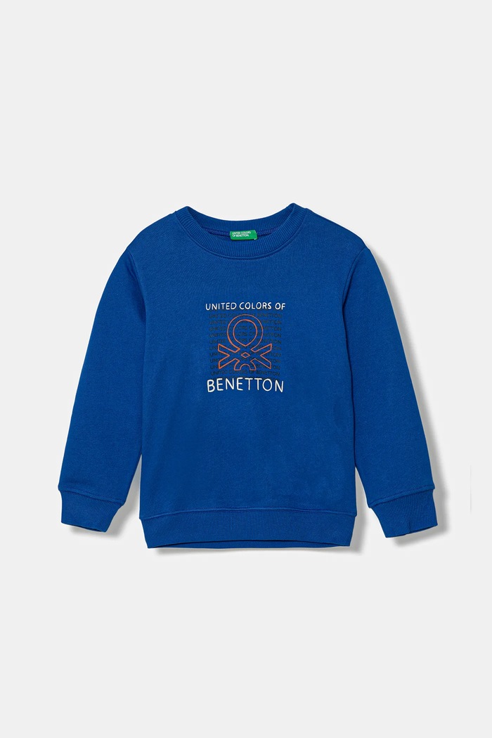 United Colors of Benetton hanorac de bumbac pentru copii print albastru 3J70G10JY.P.seasonal