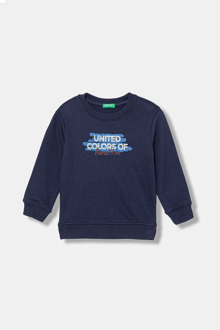 United Colors of Benetton hanorac de bumbac pentru copii print bleumarin 3J70G10JY.P.seasonal