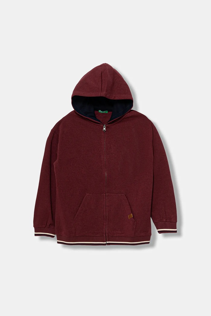 Detská mikina United Colors of Benetton s kapucňou burgundské 32N4C505B.G.seasonal