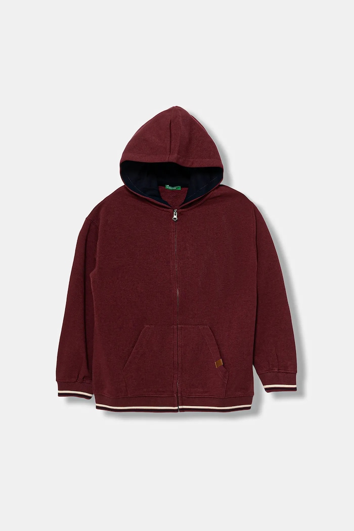 Detská mikina United Colors of Benetton s kapucňou burgundské 32N4C505B.G.seasonal