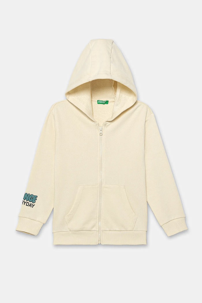 Detská bavlnená mikina United Colors of Benetton potlač béžová 3J68G503Y.P.seasonal