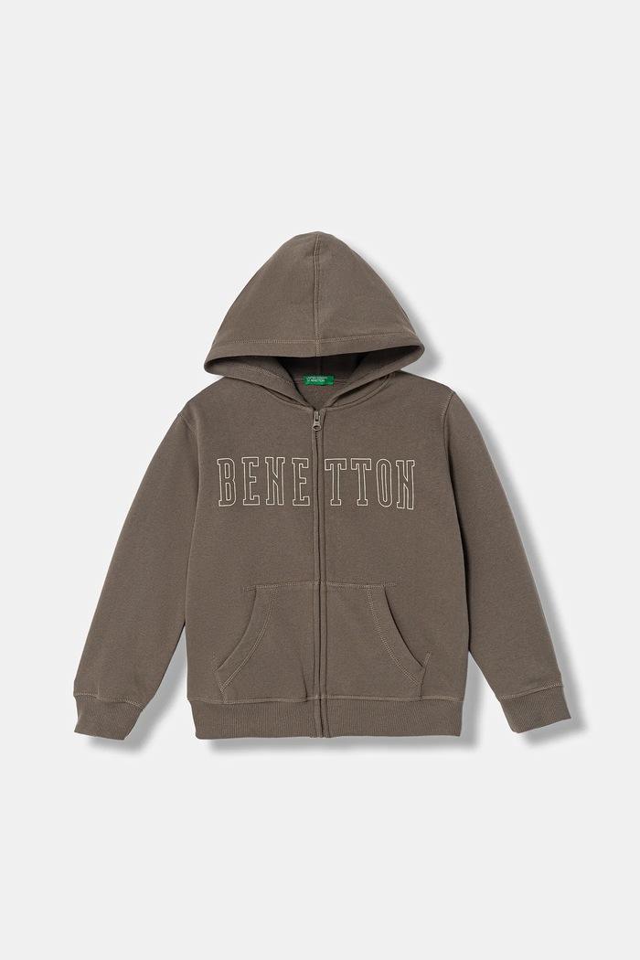 United Colors of Benetton bluza dziecięca z kapturem brązowy 3EB5C505L.G.Seasonal