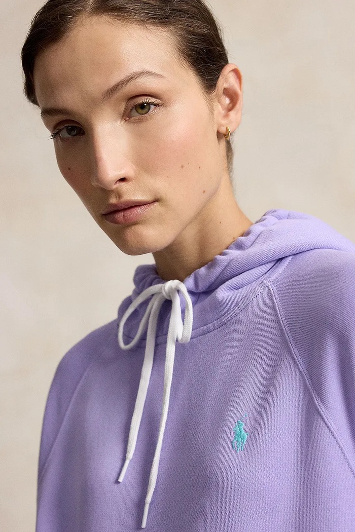 Hanorac cu glugă pentru femei cu bumbac Polo Ralph Lauren 211971691 violet