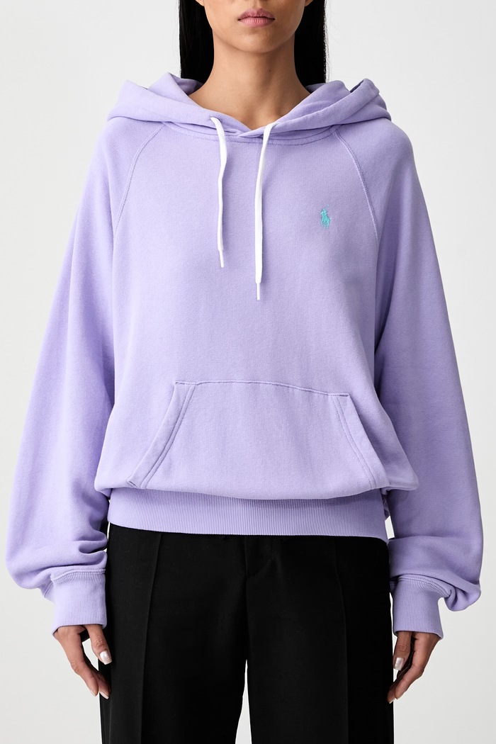 Polo Ralph Lauren hanorac cu glugă pentru femei cu bumbac 211971691 violet