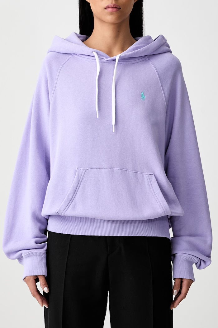 Polo Ralph Lauren hanorac cu glugă pentru femei cu bumbac 211971691 violet