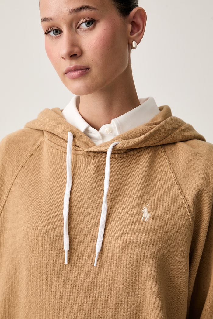Polo Ralph Lauren bluza z kapturem damska z bawełną brązowy 211971691