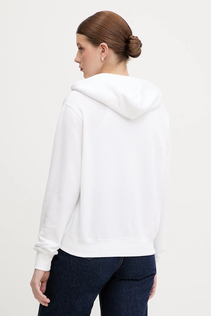 Oblečení Polo Ralph Lauren rozepínací mikina s kapucí dámská bavlněná 211971693 bílá
