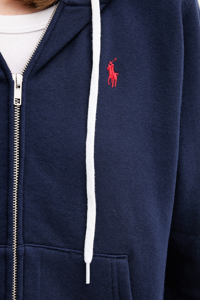 Polo Ralph Lauren rozepínací mikina s kapucí dámská bavlněná 211971693 námořnická modř