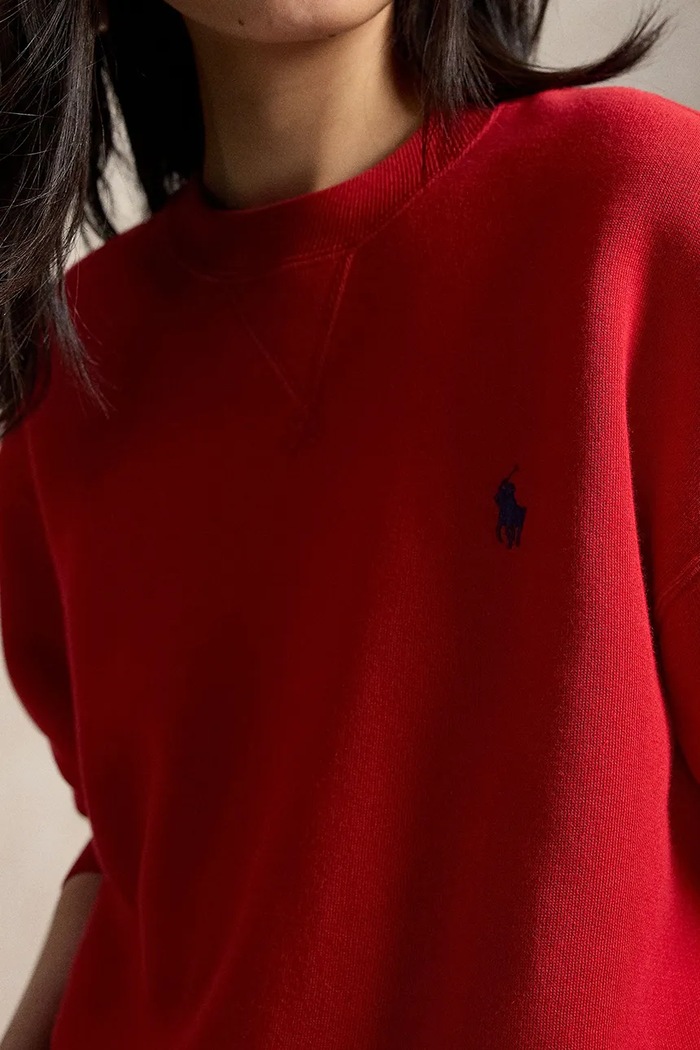 Polo Ralph Lauren mikina dámská s bavlnou červená 211971697