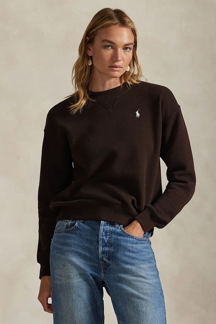 Polo Ralph Lauren Суичър с памук дамски кафяв 211971697