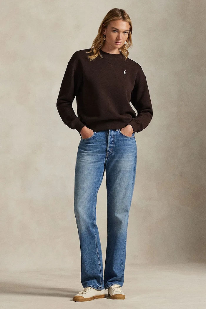 Дрехи Polo Ralph Lauren Суичър с памук дамски 211971697 кафяв