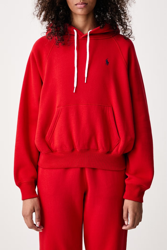 Pulover s kapuco ženski Polo Ralph Lauren rdeča 211971698