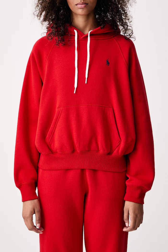 Pulover s kapuco ženski Polo Ralph Lauren rdeča 211971698