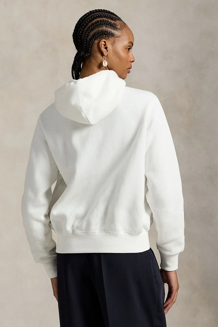 Polo Ralph Lauren rozepínací mikina s kapucí dámská s bavlnou 211971699 bílá AA00