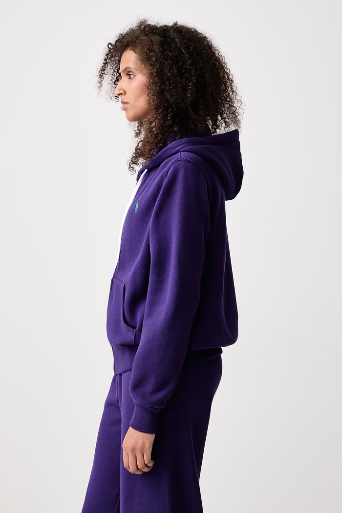 Jopica s kapuco ženska z bombažem Polo Ralph Lauren 211971699 vijolična