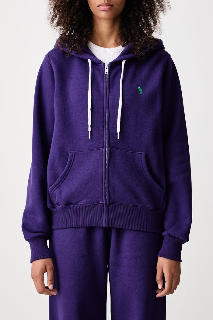Jopica s kapuco ženska z bombažem Polo Ralph Lauren vijolična 211971699