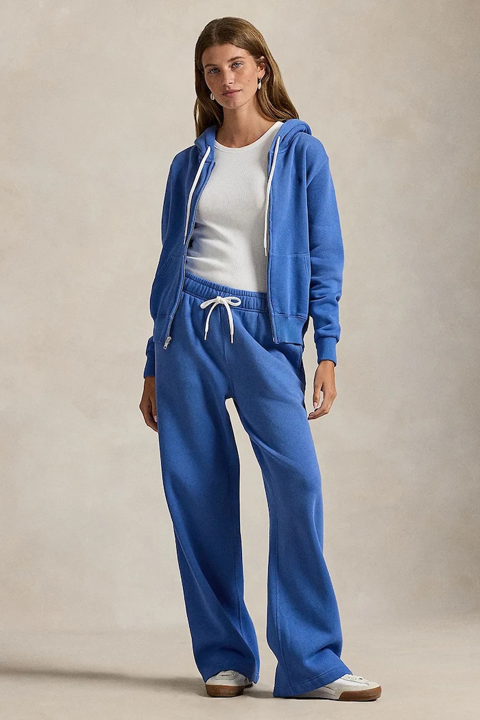 Oblečení Polo Ralph Lauren rozepínací mikina s kapucí dámská s bavlnou 211971699 modrá