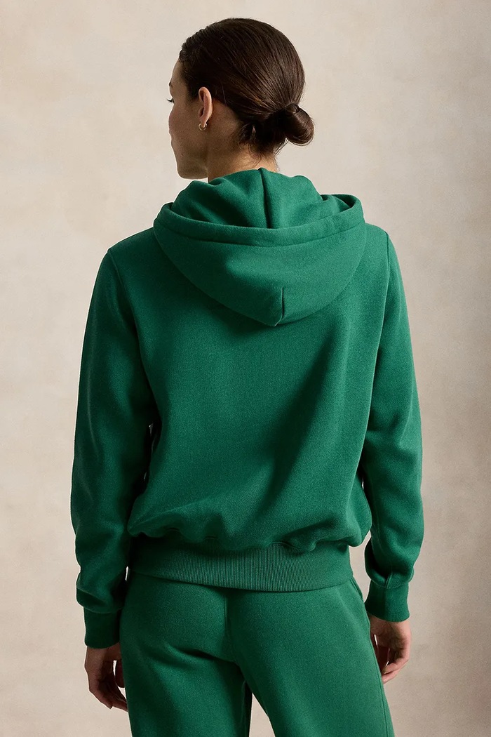 Polo Ralph Lauren rozepínací mikina s kapucí dámská s bavlnou 211971699 zelená AA00