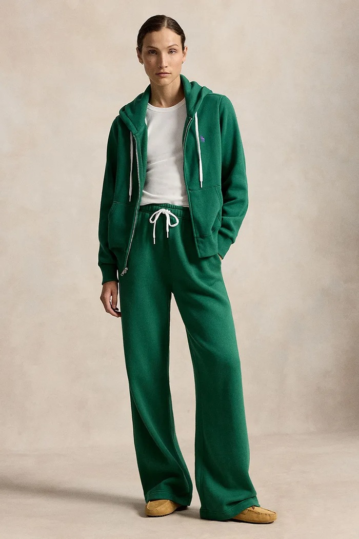 Oblečení Polo Ralph Lauren rozepínací mikina s kapucí dámská s bavlnou 211971699 zelená