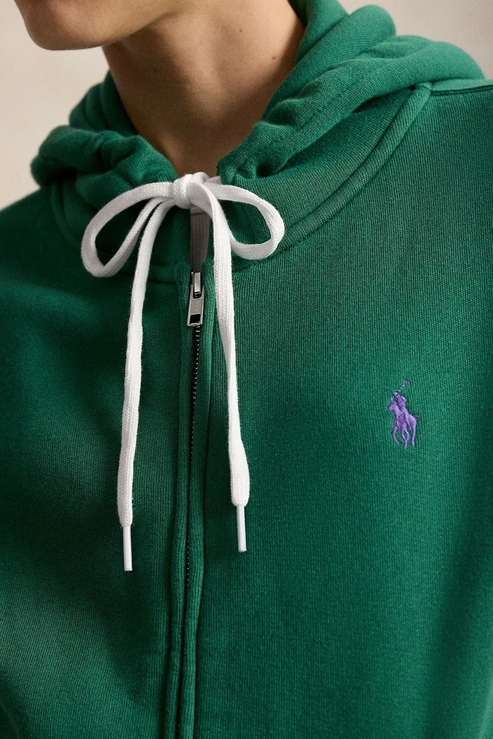 Polo Ralph Lauren rozepínací mikina s kapucí dámská s bavlnou zelená 211971699