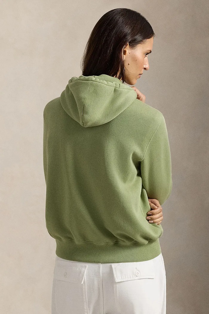 Polo Ralph Lauren rozepínací mikina s kapucí dámská s bavlnou 211971699 zelená AA00