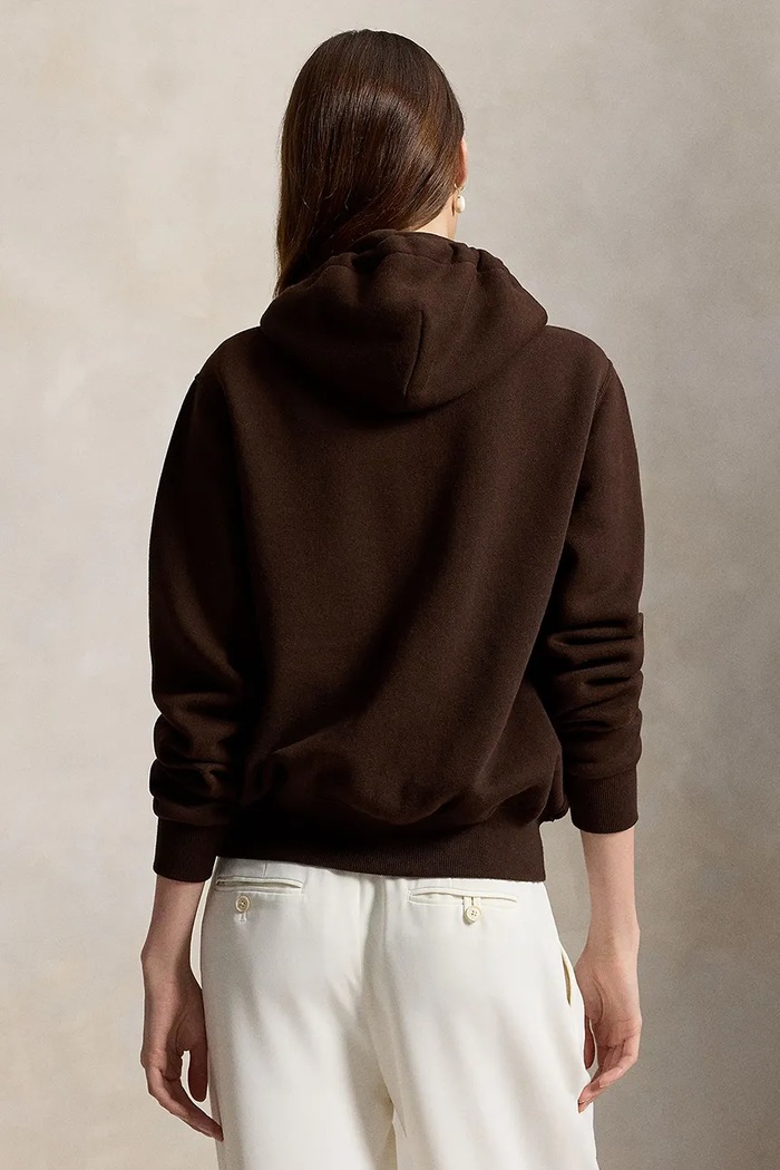 Polo Ralph Lauren Bluza rozpinana z kapturem damska z bawełną 211971699 brązowy AA00