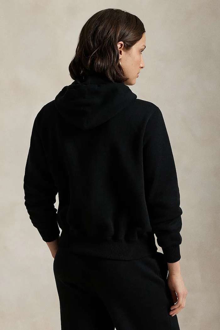Polo Ralph Lauren rozepínací mikina s kapucí dámská s bavlnou 211971699 černá AA00