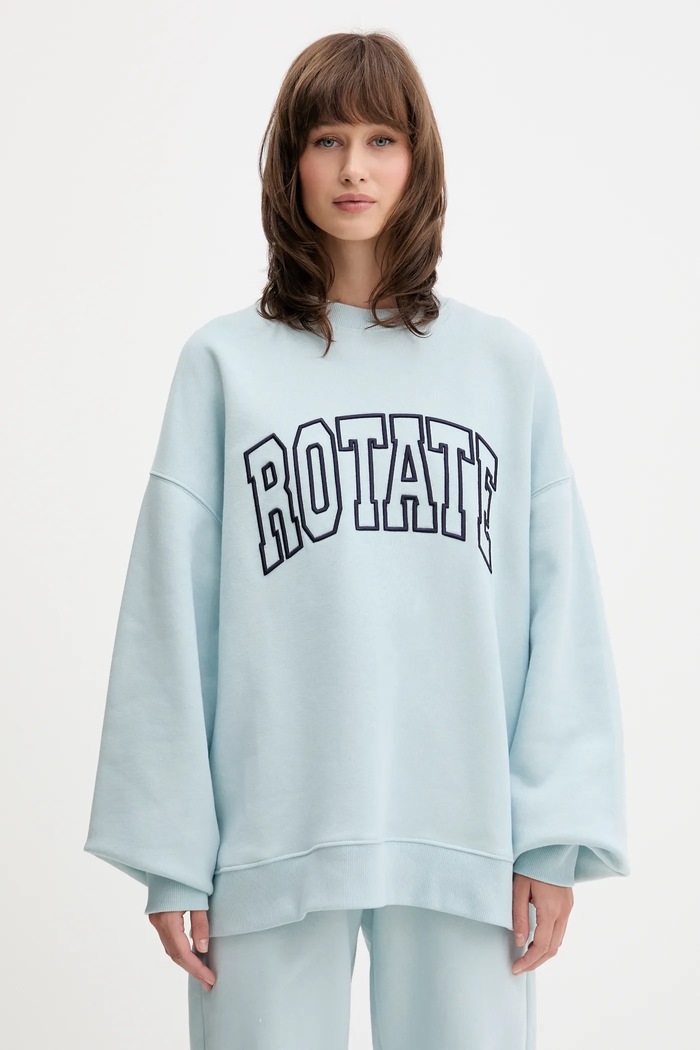 Памучен суичър Rotate памук син 114376184