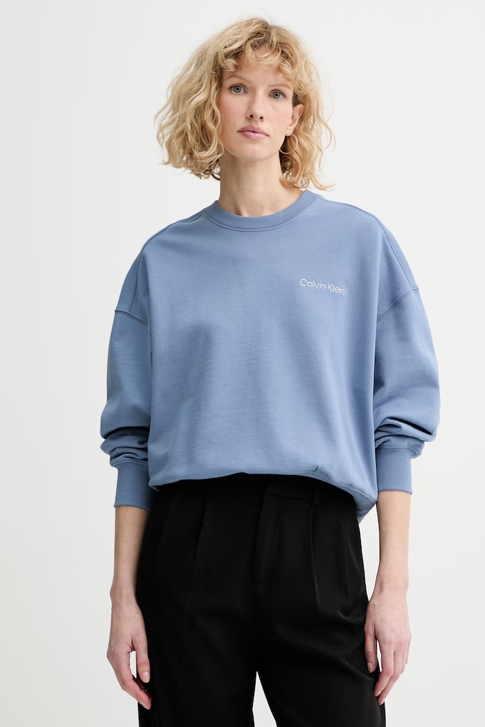 Bavlnená mikina Calvin Klein modrá LV044C209G