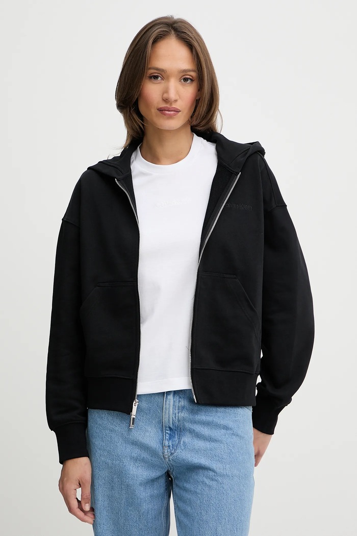 Bavlnená mikina Calvin Klein bavlna čierna LV044C211G