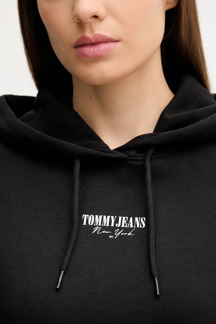 Tommy Jeans hanorac de bumbac negru DW0DW20943
