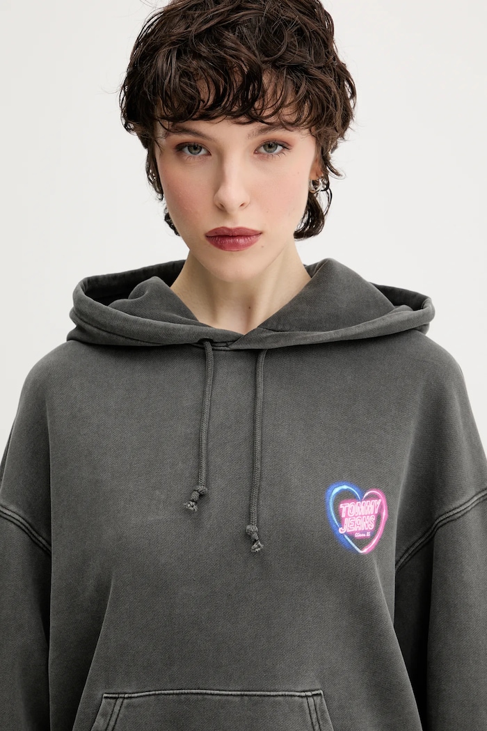 Bavlnená mikina Tommy Jeans sivá DW0DW20945