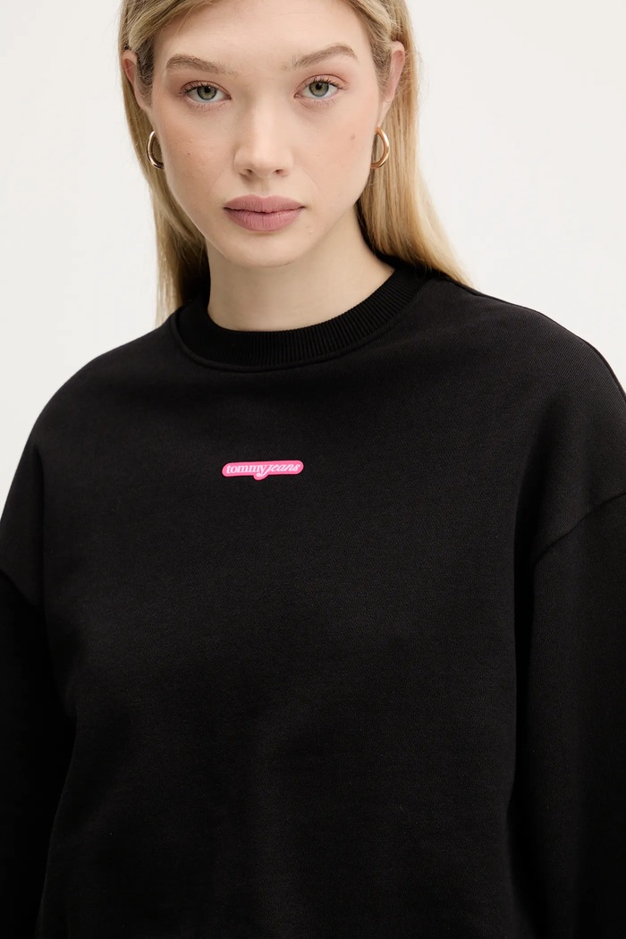 Tommy Jeans pamut melegítőfelső fekete DW0DW20947