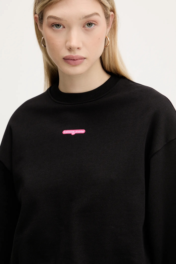 Tommy Jeans pamut melegítőfelső fekete DW0DW20947
