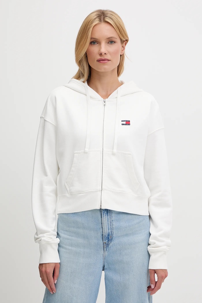 Tommy Jeans bluza bawełniana z kapturem biały DW0DW21147