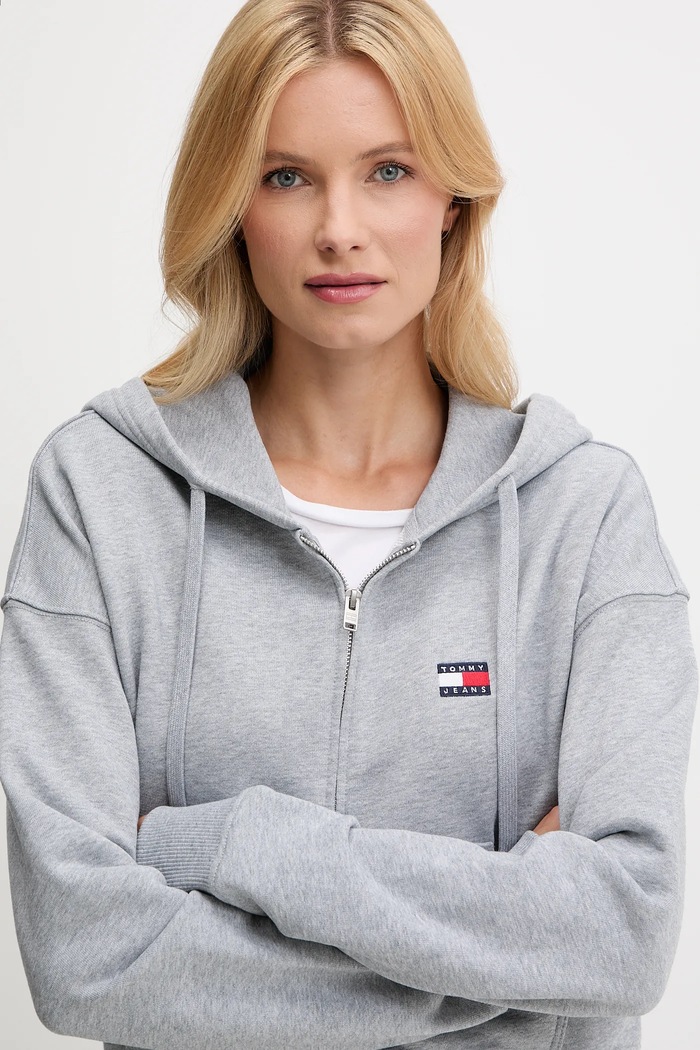 Tommy Jeans bluza bawełniana szary DW0DW21147