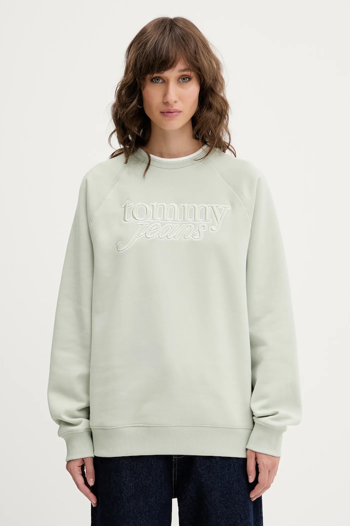 Tommy Jeans bluza aplikacja zielony DW0DW21196