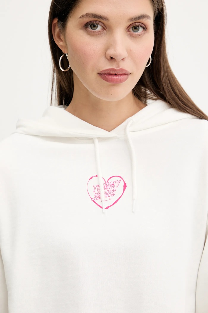 Памучен суичър Tommy Jeans бял DW0DW21408