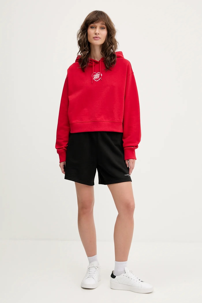 Tommy Jeans Bluza bawełniana DW0DW21408 czerwony AW25