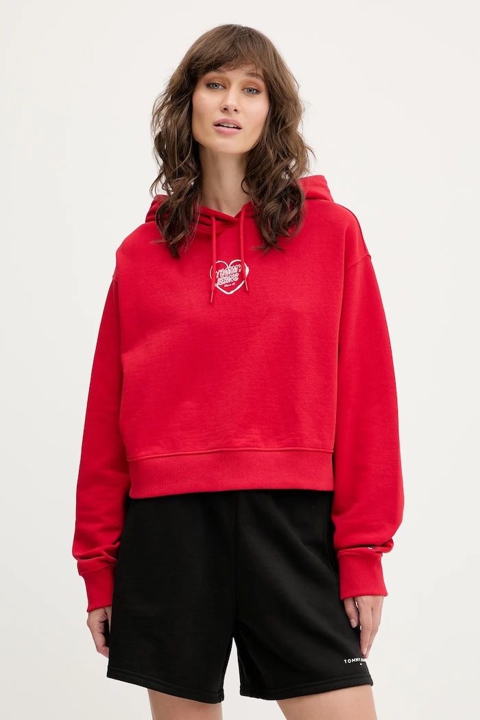 Odzież Tommy Jeans Bluza bawełniana DW0DW21408 czerwony