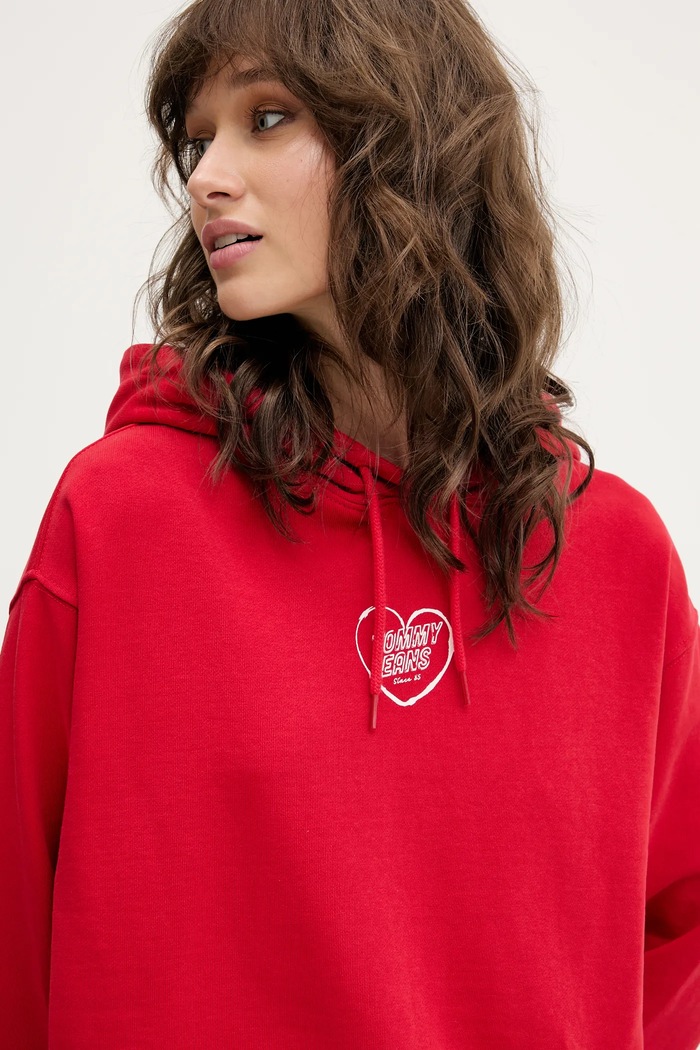 Bluza bawełniana Tommy Jeans DW0DW21408 czerwony