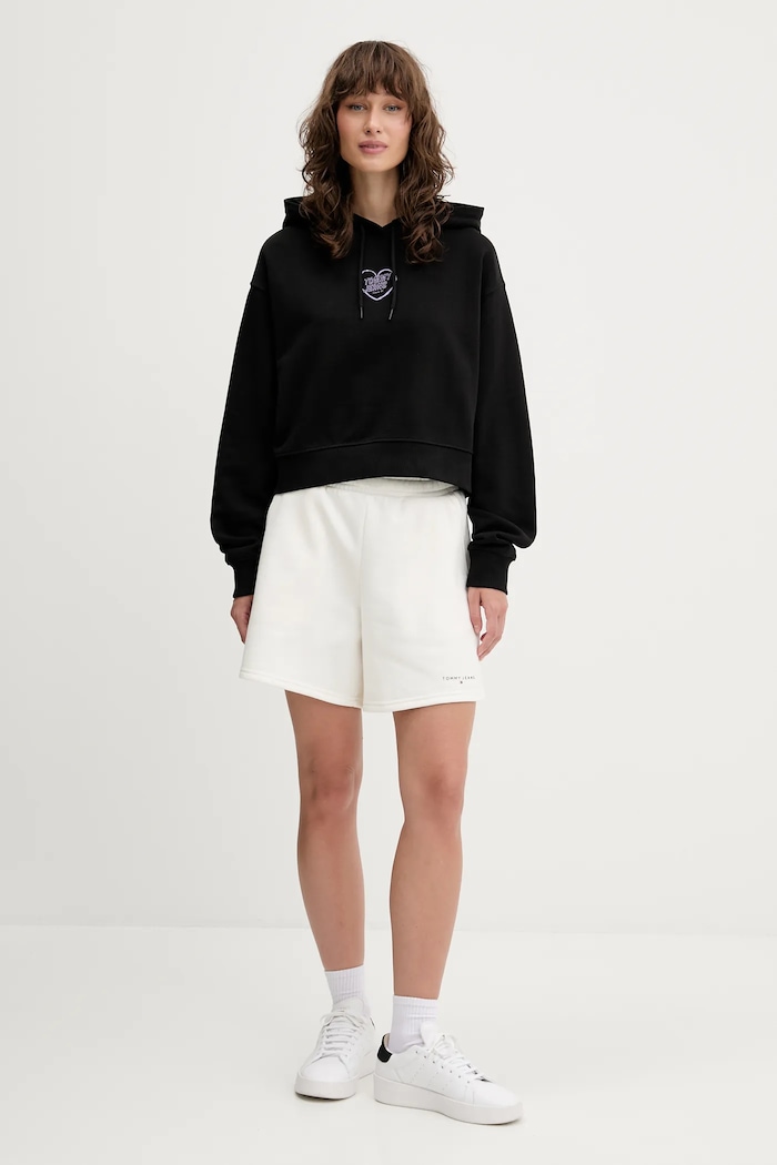 Bombažen pulover Tommy Jeans DW0DW21408 črna AW25