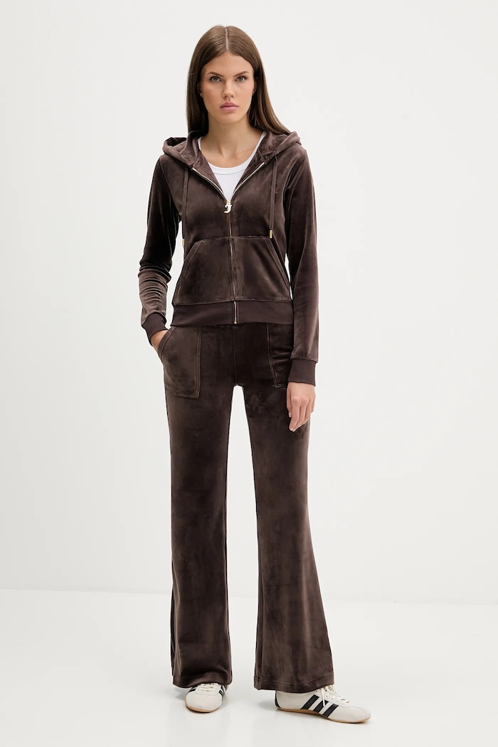Juicy Couture bluză ROBERTSON HOODIE JCAP176G maro SS26