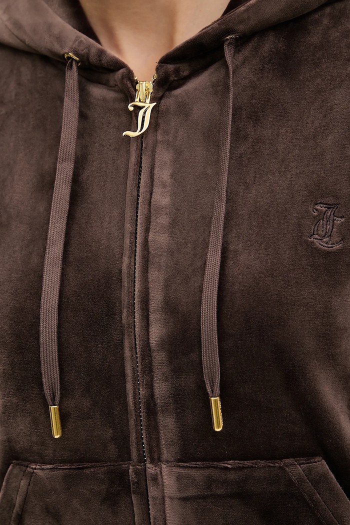 Juicy Couture bluză ROBERTSON HOODIE JCAP176G maro