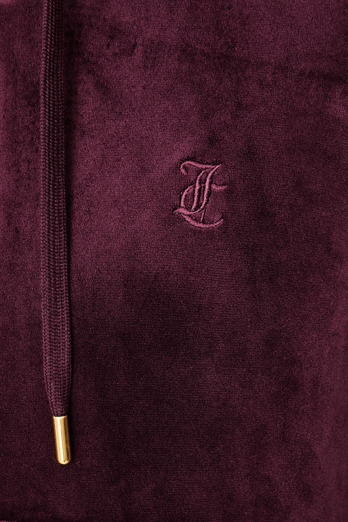 Dukserica na zakopčavanje sa kapuljačom za žene ROBERTSON GOLD Juicy Couture bordo JCAP176G