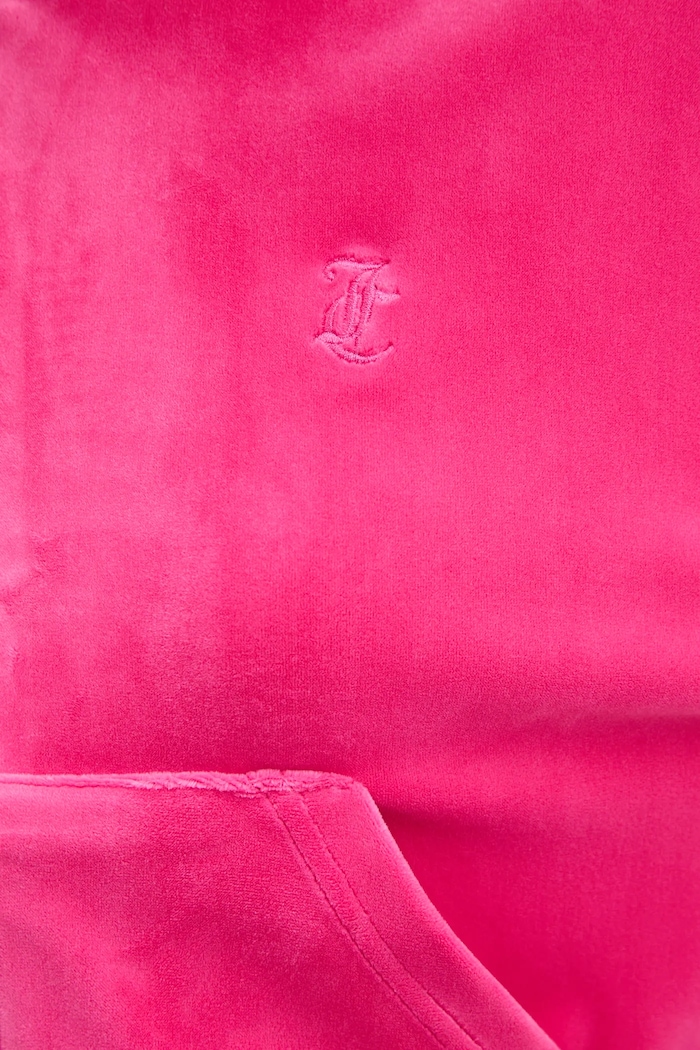 Juicy Couture bluza welurowa BRENDAL CROP OVERSIZED HOODIE JCBAS225801 różowy