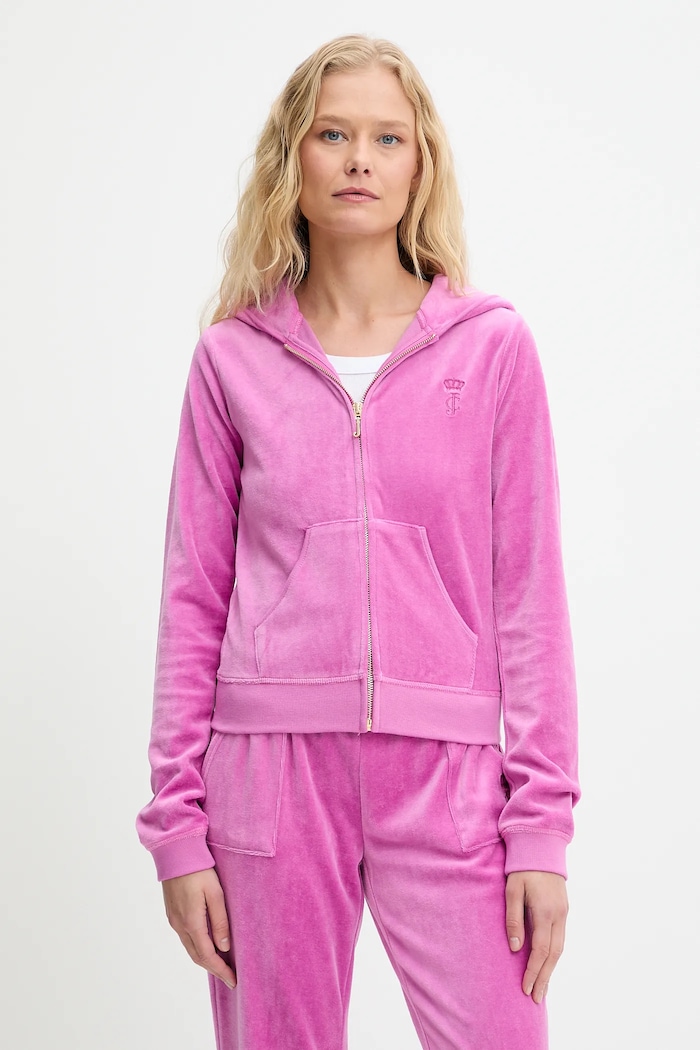 Суичър Juicy Couture HERITAGE ROBYN HOODIE с качулка розов JCSEBJ007G