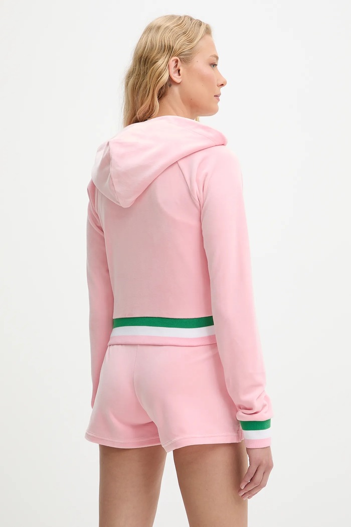 Abbigliamento Juicy Couture felpa VELOUR CROPPED STRIPE HOODIE JCWAS225351 rosa